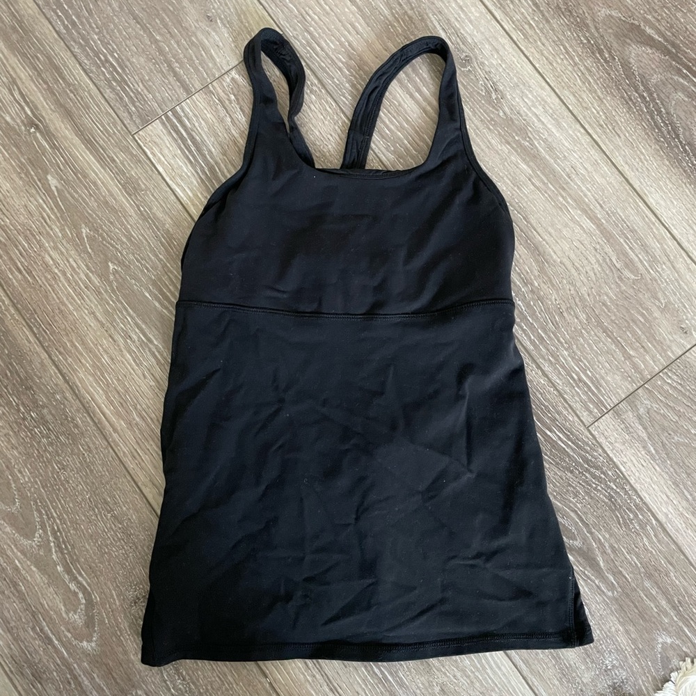 Black lululemon 2 in 1 bra tank top. Size 8